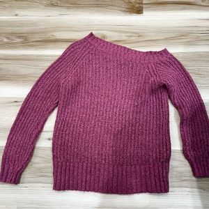American Eagle XXS Maroon Knit Off the Shoulder Sweatshirt